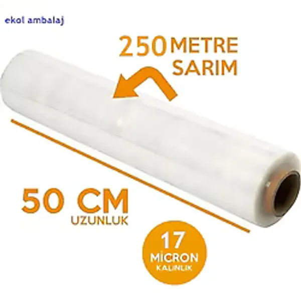 Palet Streç Film 17 Mikron 50 Cm 250 Mt Palet Streç
