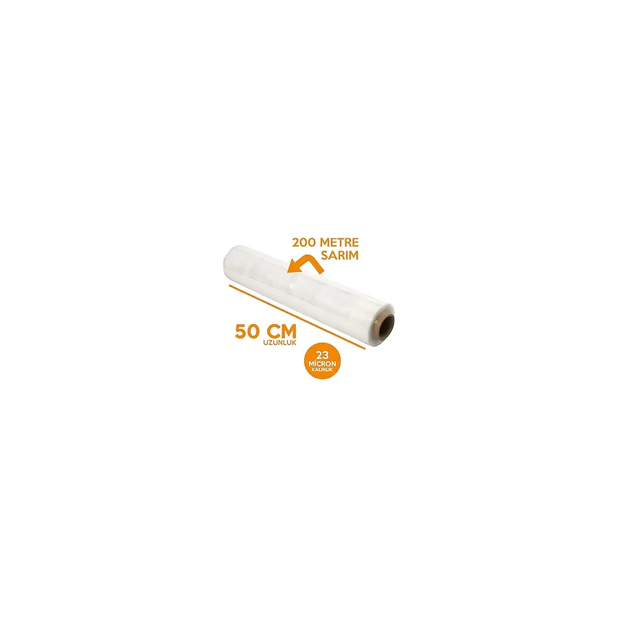 Palet Streç Film 23 Mikron 50 cm x 200 Metre 6 Adet - 50X200