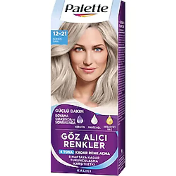 Palette Göz Alıcı Renkler 12-21 Gümüş Sarı Renk Açıcı Saç Boyası 110 ml 3 Adet