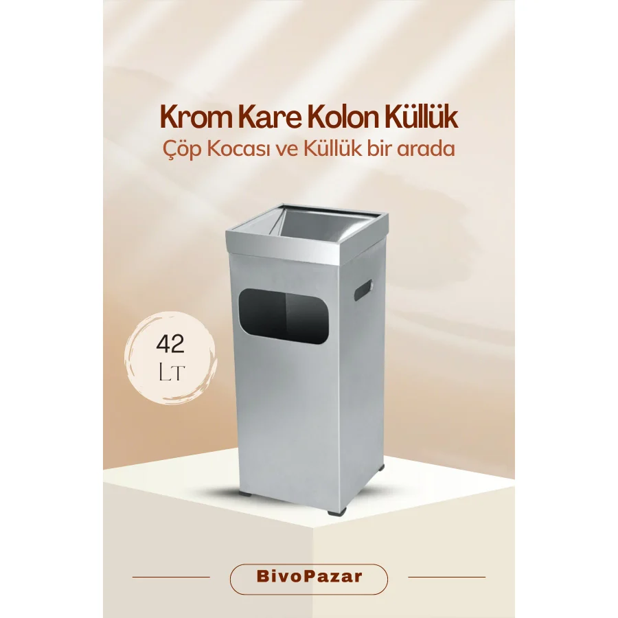 Palex Kare Kolon Küllük - Kare Bahçe Çöp Kovası - Bahçe Küllük (66 CM X 25 CM X 25 CM =42 LT)