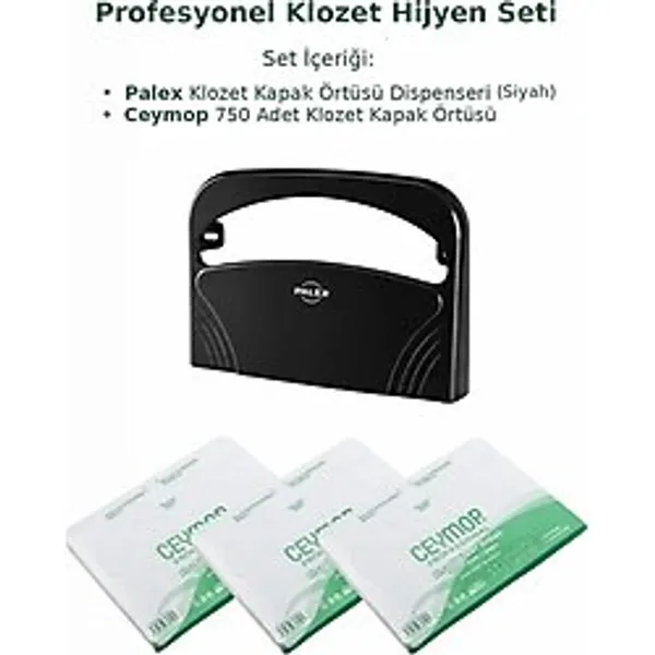 Palex Siyah Klozet Kapak Örtüsü Dispenseri + 3 x 250 Adet Ceymop Kapak Örtüsü