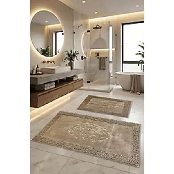 Pamukkent Yumuşacık, Süper Emici 2'li 100% Pamuk Ultra Lüks Banyo Paspası Seti