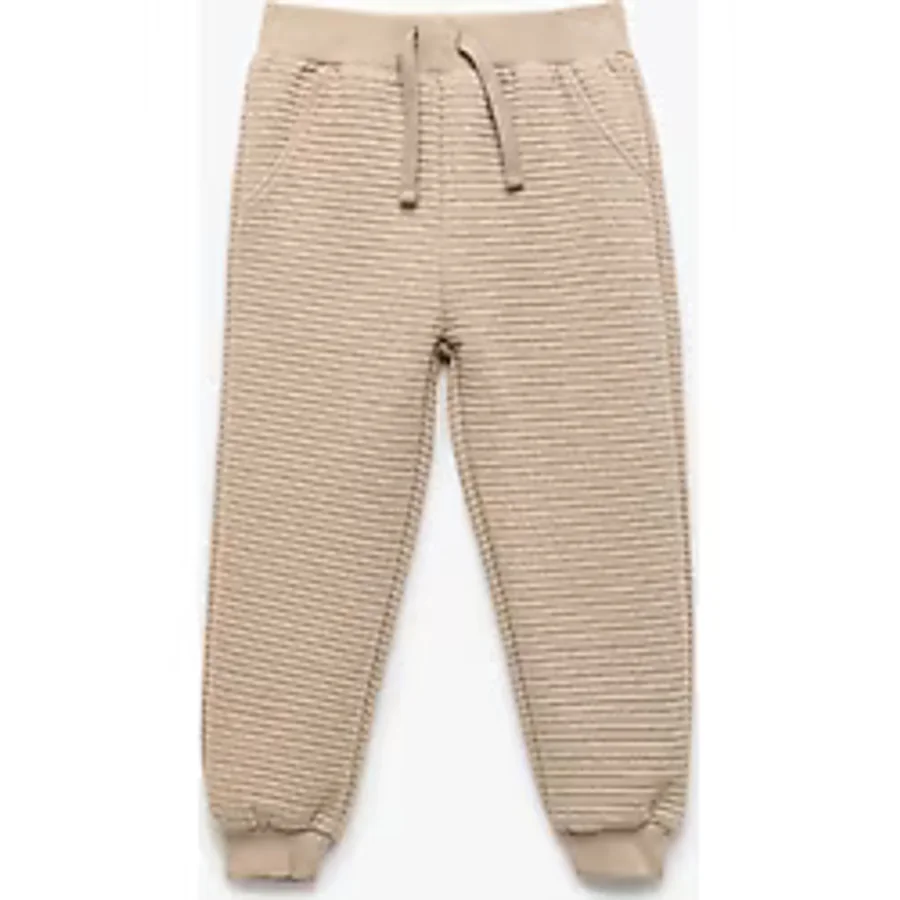 Pamuklu Beli Bağcıklı Basic Jogger Eşofman Altı - 12 - 18 Ay - Ekru