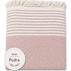 Pamuklu Kaymaz Hasır Dokuma Koltuk Örtüsü (180x220) - Pudra