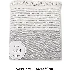 Pamuklu Kaymaz Hasır Dokuma Maxi Boy Kolları Örten Koltuk Örtüsü (180x310) - Açık Gri