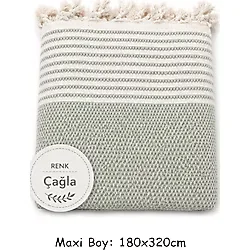 Pamuklu Kaymaz Hasır Dokuma Maxi Boy Kolları Örten Koltuk Örtüsü (180x310) - Çağla