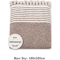Pamuklu Kaymaz Hasır Dokuma Maxi Boy Kolları Örten Koltuk Örtüsü (180x310) - Kahverengi
