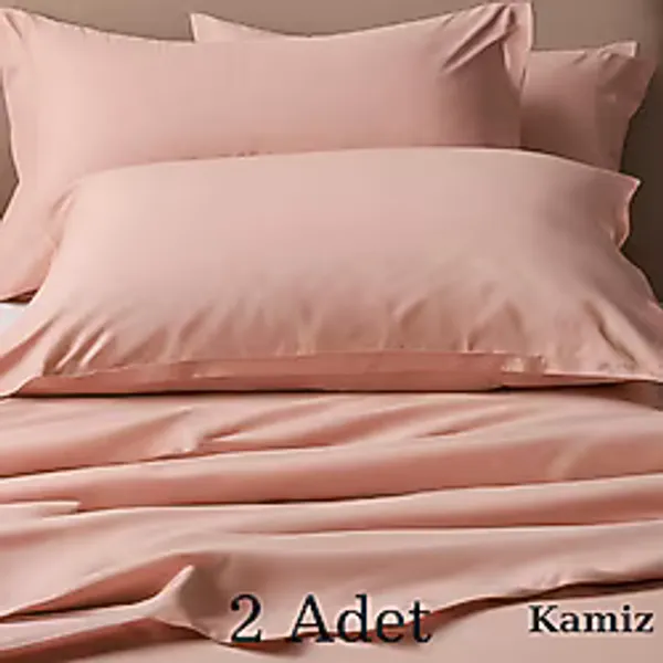 Pamuklu Yastık Kılıfı - 2 Adet - Somon - 50 x 70