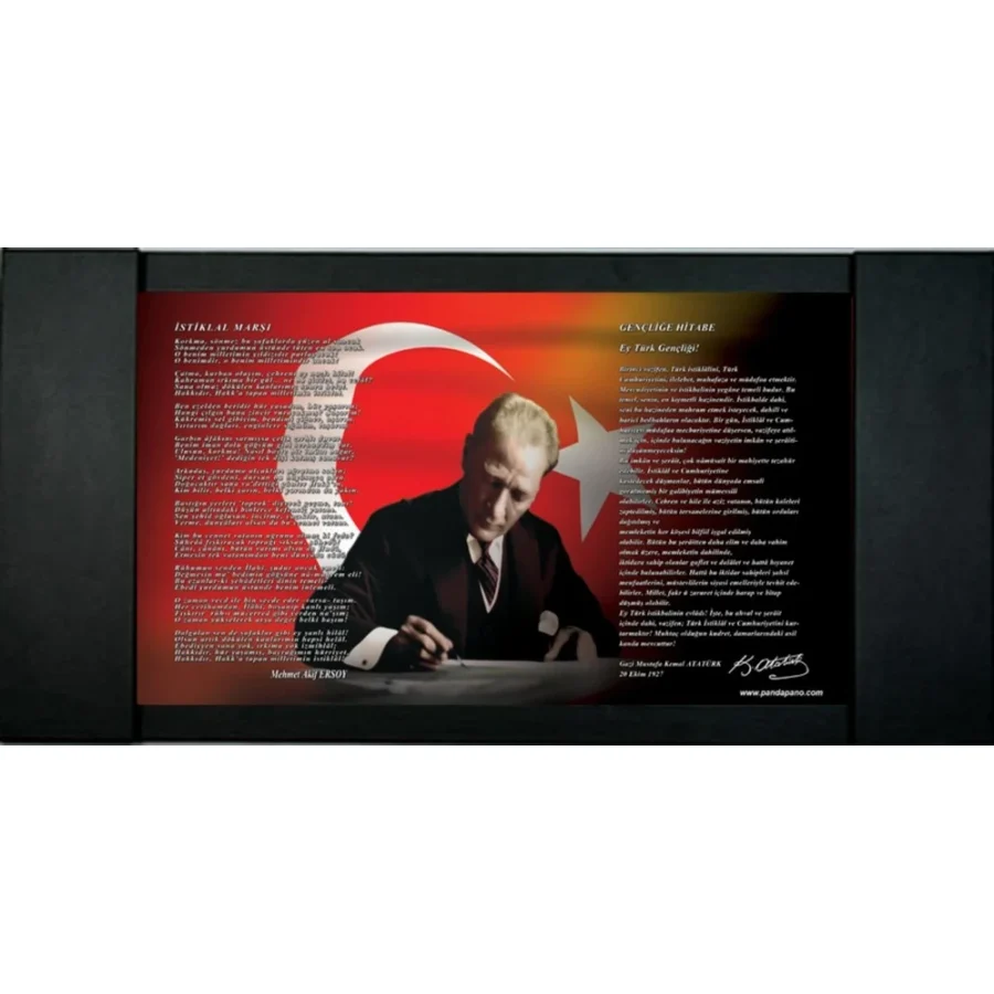 Panda 100 x 200 Cm Dijital Baskılı Deri Kaplı Çerçeveli Makam Panosu - Pan704