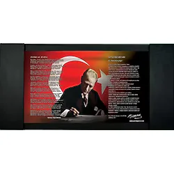 Panda 100 x 200 Cm Dijital Baskılı Deri Kaplı Çerçeveli Makam Panosu - Pan704
