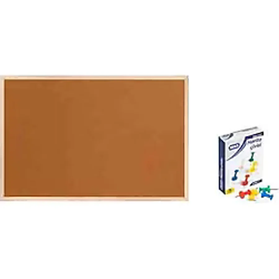 Panda 60X90 Cm Ahşap Çerçeve Mantar Pano + 1 Paket Harita Çivisi Pan116