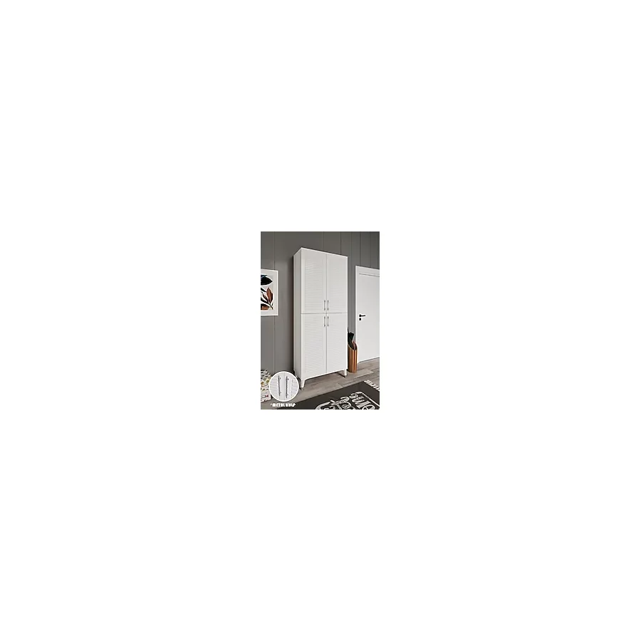 Panjurlu Metal Kulp Pnj4190 Ayakkabılık 4 Kapaklı Mutfak Dolabı Balkon Dolabı Kiler Banyo Dolabı Çok Amaçlı Dolap Beyaz Gümüş Beyaz - Gümüş