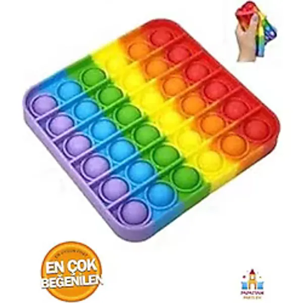 Papatyampartievi Zevkli Pop It Push Bubble Oyuncakları - Stres Giderici Pop İt Kare Gökkuşağı