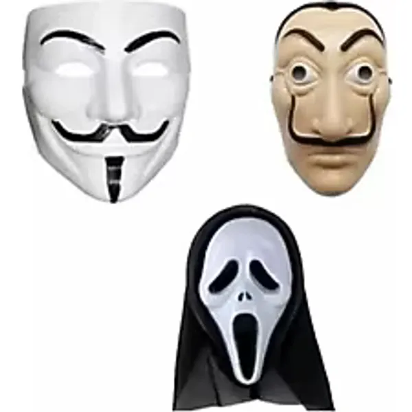 Papel Vandetta Çığlık 3 Lü Maske Parti Maskeleri Cadılar Bayramı Maskesi