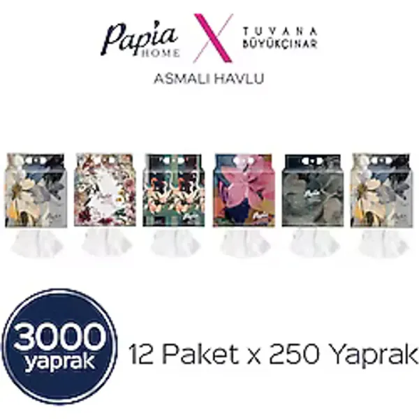 Papia Home Altın 12 Paket 3000 Yaprak Asmalı Havlu