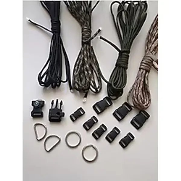 Paracord Outdoor Bileklik Ipi Ve Klips Seti Siyah-Askeri yeşil- Çöl kamuflaj- Askeri Kamuflaj Tek Ebat