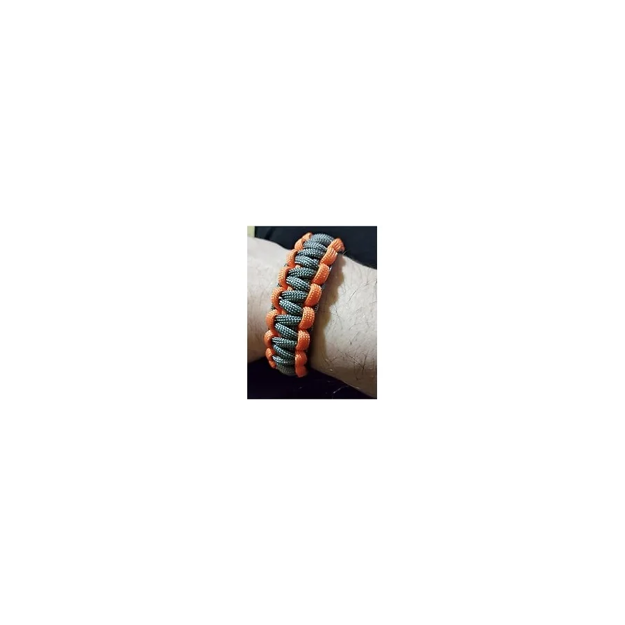 Paracord Survıval Ateş Başlatıcılı Bileklik TURUNCU-GRİ M