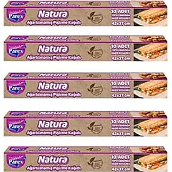 PAREX 1909405-5 Natura Ağartılmamış Hazır Pişirme Kağıdı 10'lu X 5 Adet,