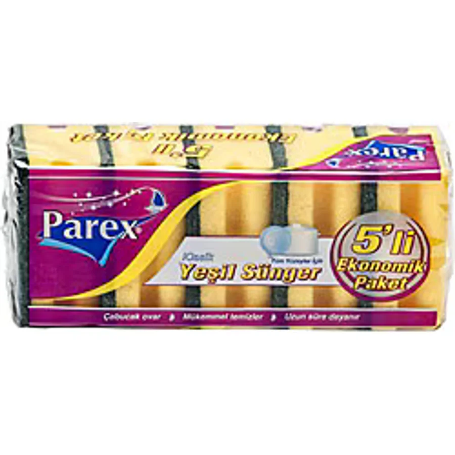 Parex 5'li Klasik Yeşil Oluklu Bulaşık Süngeri
