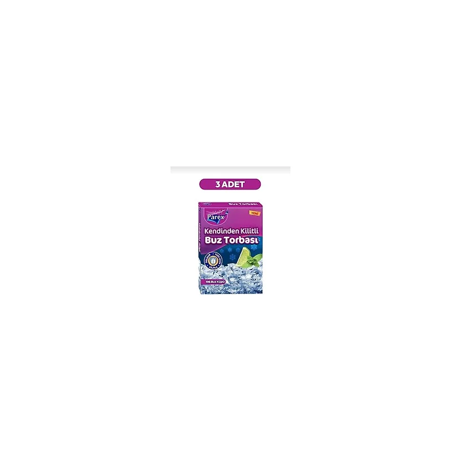 Parex Kendin Kilitli Buz Torbası 3 Paket x 196 Buz Küpü