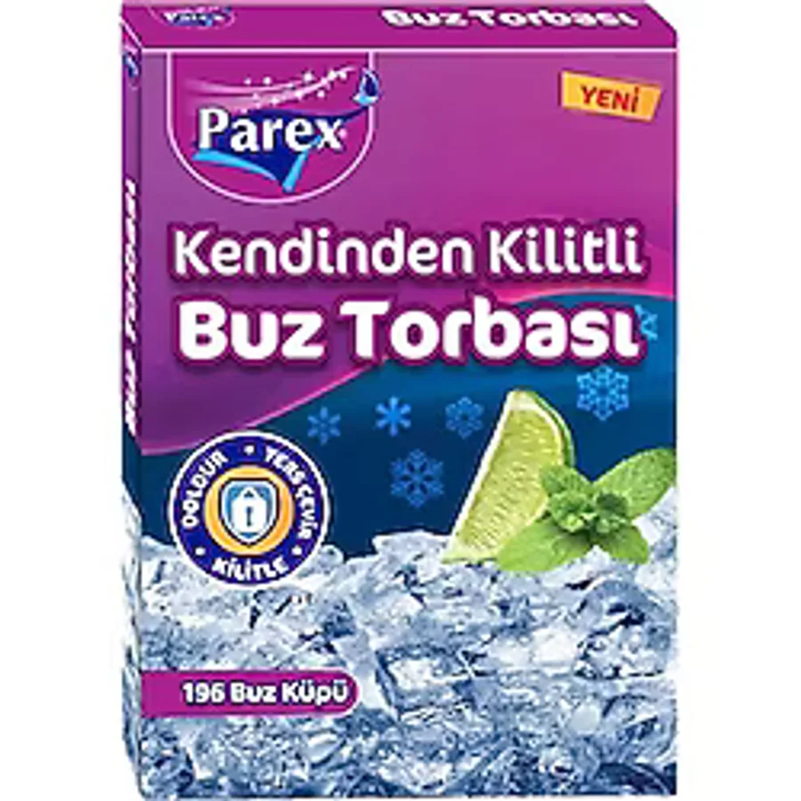 Parex Kendinden Kilitli Buz Torbası 196 Buz Küpü 12 Paket 1 Koli