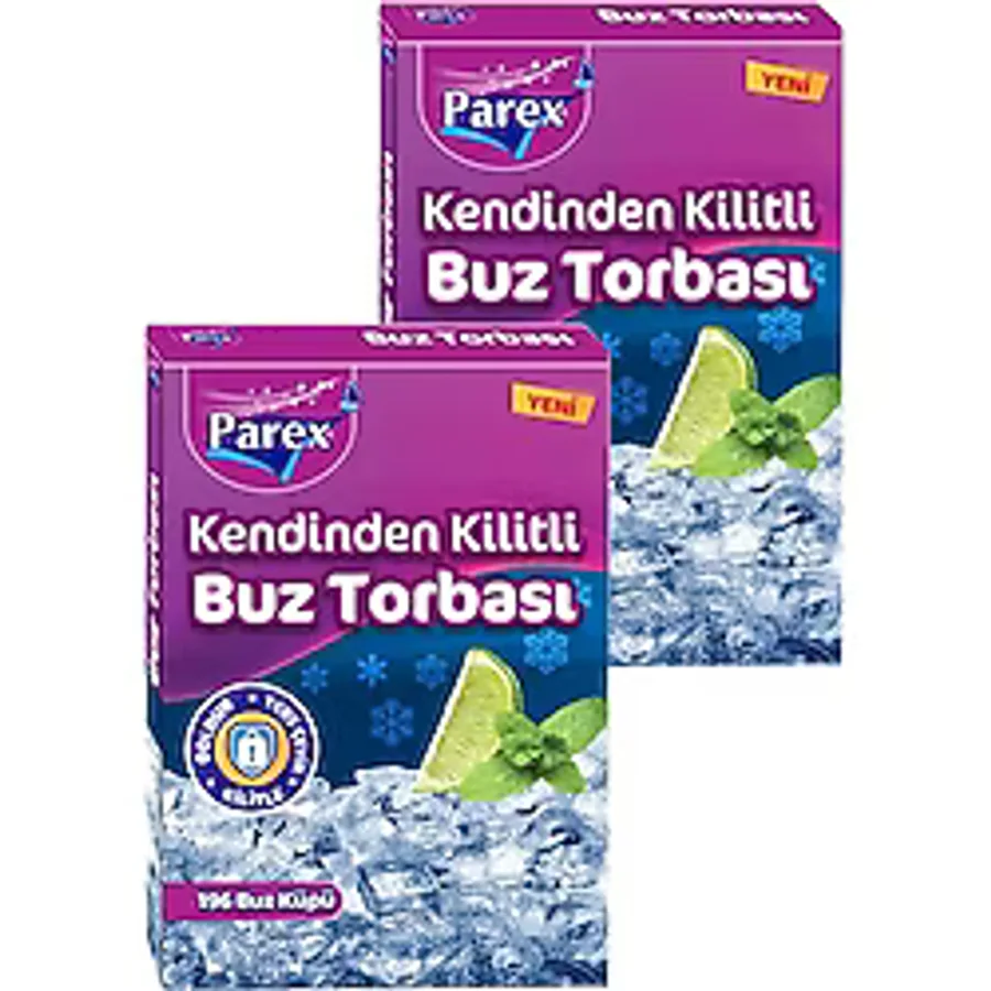 Parex Kendinden Kilitli Buz Torbası 196 Buz Küpü İkili Set