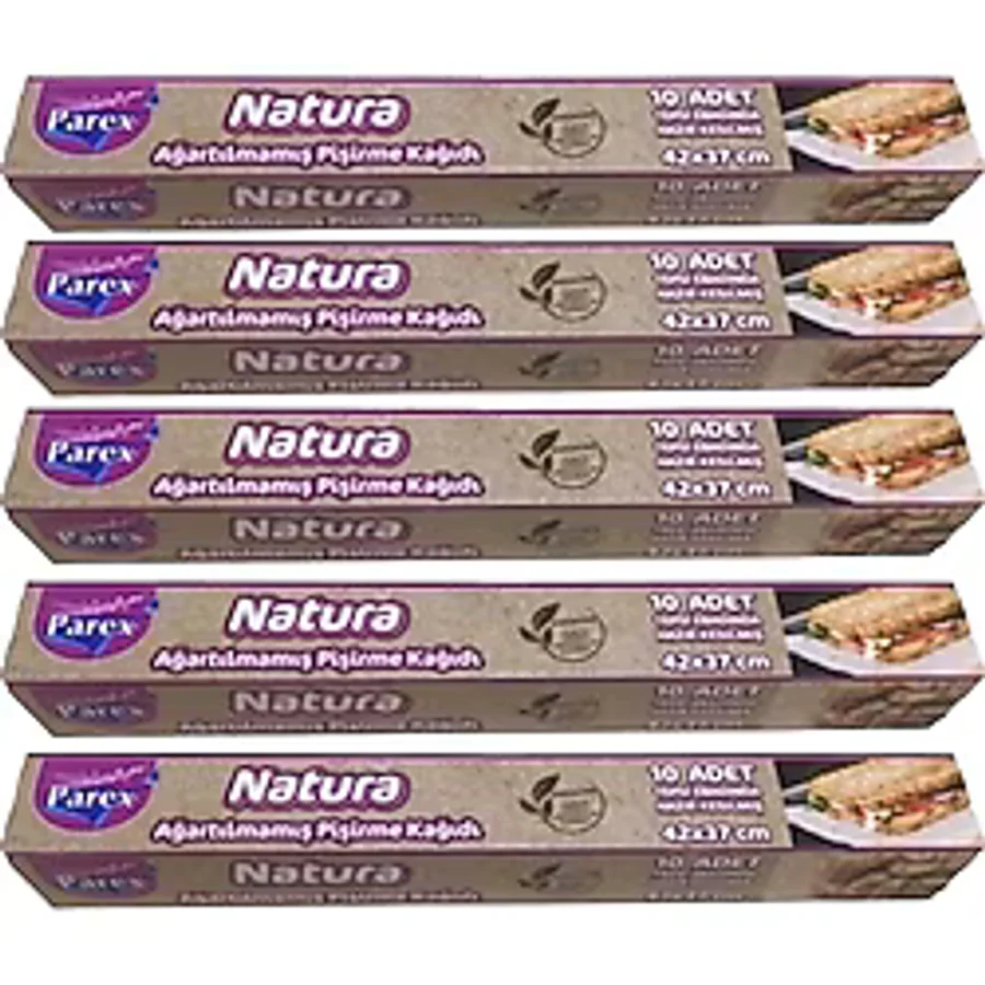 Parex Natura Ağartılmamış Hazır Kesilmiş Pişirme Kağıdı 10'lu 5 Paket