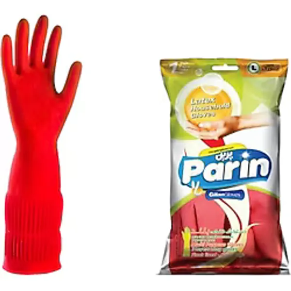 Parin Uzun Konçlu Lateks Bulaşık ve Temizlik Eldiveni, Large, 216 Çift - Renkli