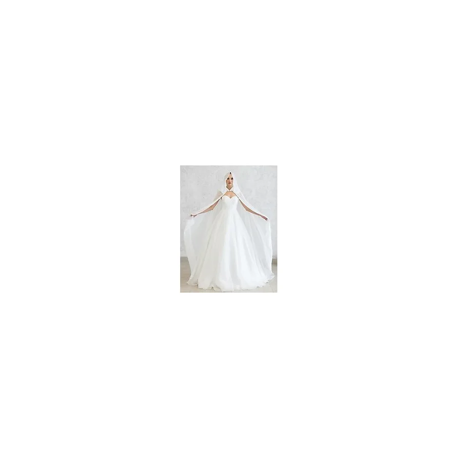 paris in paris BEYAZ KAPÜŞONLU ŞİFON KAFTAN-GELİNLİK ÜSTÜ PELERİN-BİNDALLI- ŞİFON KAFTAN-BEYAZ KINA ELBİSESİ
