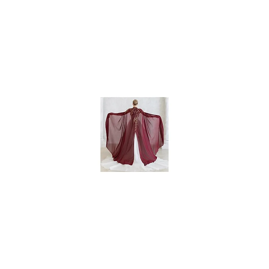 paris in paris YENİ NESİL BORDO KAFTAN-BİNDALLI-GELİNLİK ÜSTÜ PELERİN-ŞİFON KAFTAN-BORDO KINA ELBİSESİ