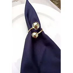 Parlak Gold Boncuklu 12 Adet Gold Metal Halkalı Peçete Yüzüğü