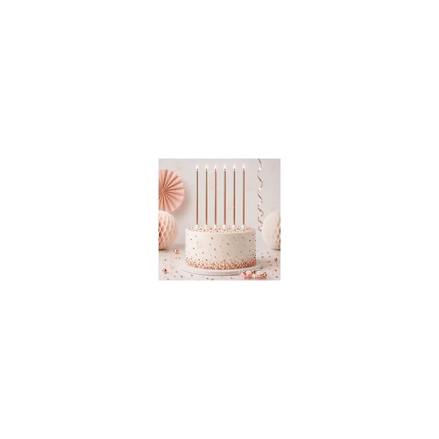 Parti Dükkanı Rose Gold 20 cm İnce Pasta Mumu Uzun Doğum Günü Mumları Pasta Süsleme Parti Malzemesi