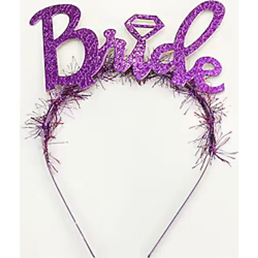 Parti Mor Renk Bekarlığa Veda İtalik Yazı Alyanslı Bride Taç