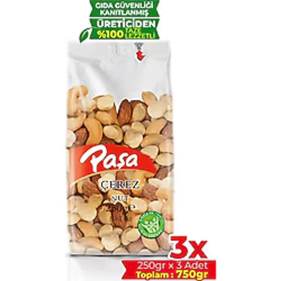 Paşa Kuruyemiş Kavrulmuş Karışık Kuruyemiş 250 gr 3'lü