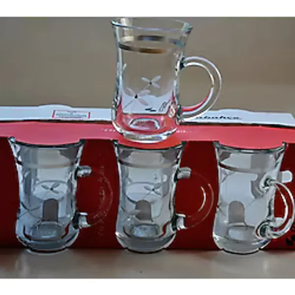Paşabahçe Başak Keyif Gelin Çiçeği 12 Adet Kulplu Çay Bardağı