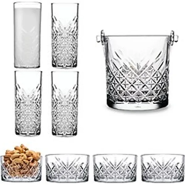 Paşabahçe Timeless 9 Parçalı Rakı Seti - 4 Rakı Bardağı, 4 Çerezlik, 1 Buz Kovası
