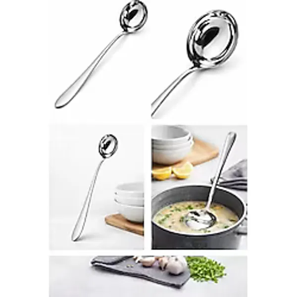 Paslanmaz Çelik Servis Kepçesi 21 Cm, Küçük Boy Çorba Kepçesi, 304 Kalite