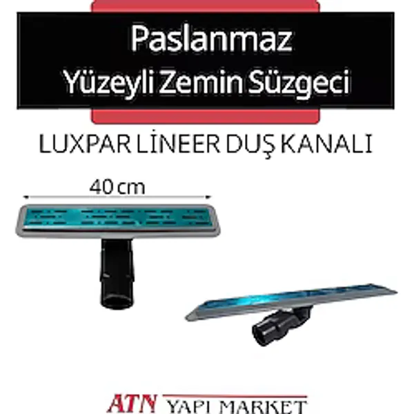 Paslanmaz Izgaralı 40 cm Lineer Duş Kanalı - 50MM Çıkışlı Zemin Süzgeci Lüxpar Banyo Gideri