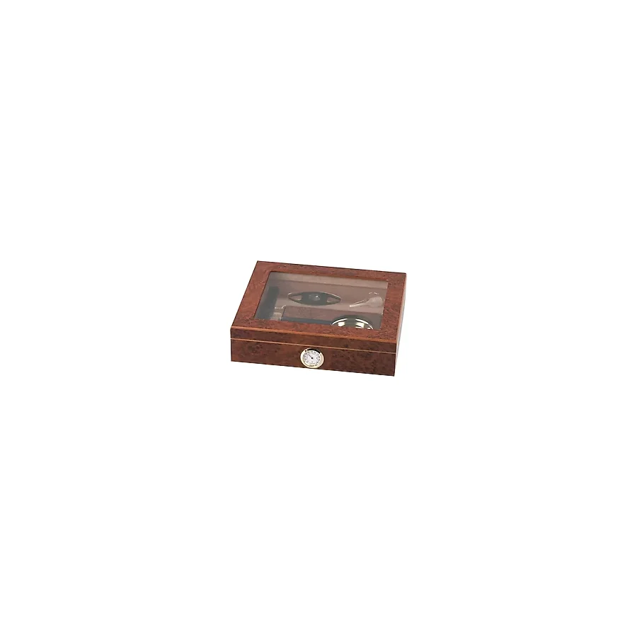 Passatore Cedar Alman Camlı Puro Kutusu Humidor Seti Kahve 15's