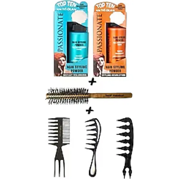 Passionate 2135 3'lü Şekil Tarağı + Saç Şekillendirici Pudra Wax 2'li + Vepa 12 Fön Fırçası Seti