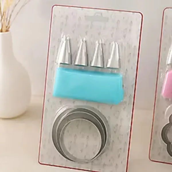 Pasta Süsleme Seti 8 Parça (Krema Torbası, Metal Uçlar, Kurabiye Kalıpları)