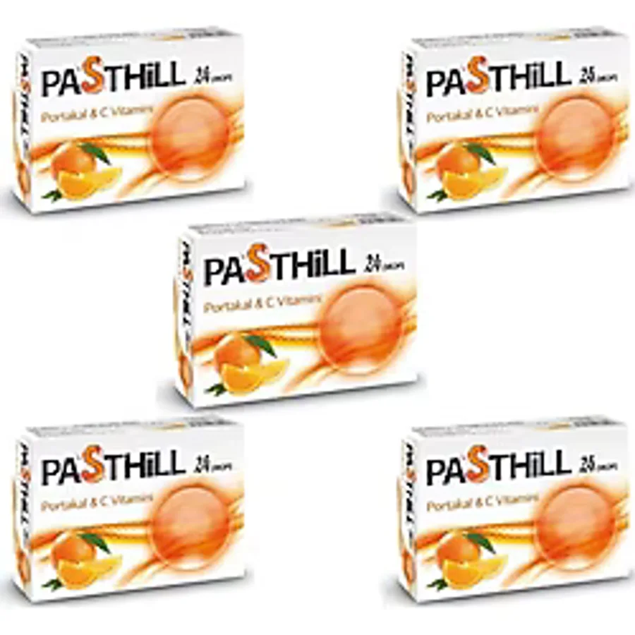 Pasthill Portakallı ve C Vitaminli 24'lü Pastil 5 Adet