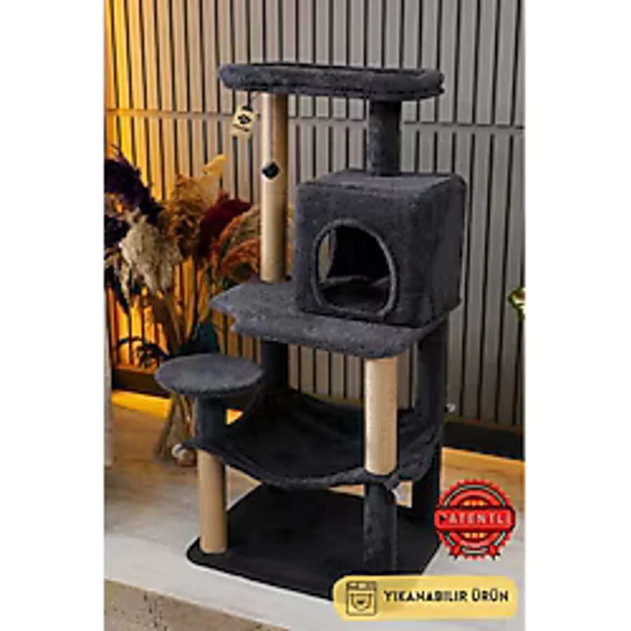 Pati Store Çok Katlı Yıkanabilir Kedi Tırmalama Ve Oyun Evi - Dubai Antrasit