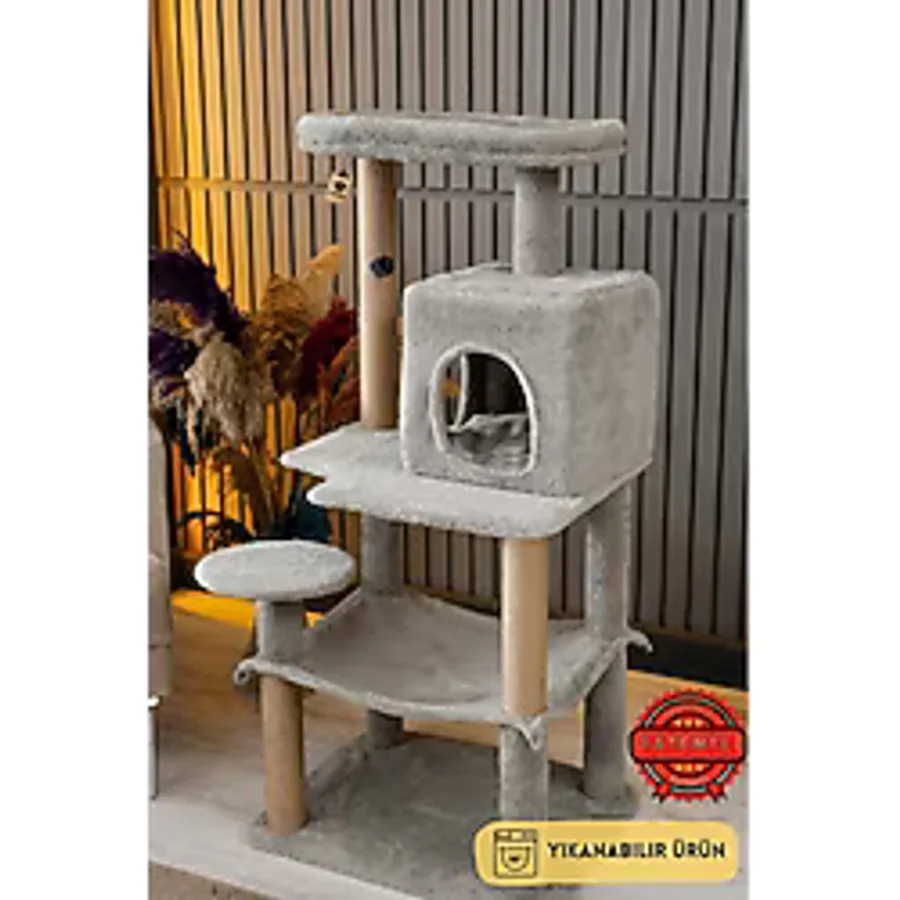 Pati Store Çok Katlı Yıkanabilir Kedi Tırmalama Ve Oyun Evi- Dubai Gri
