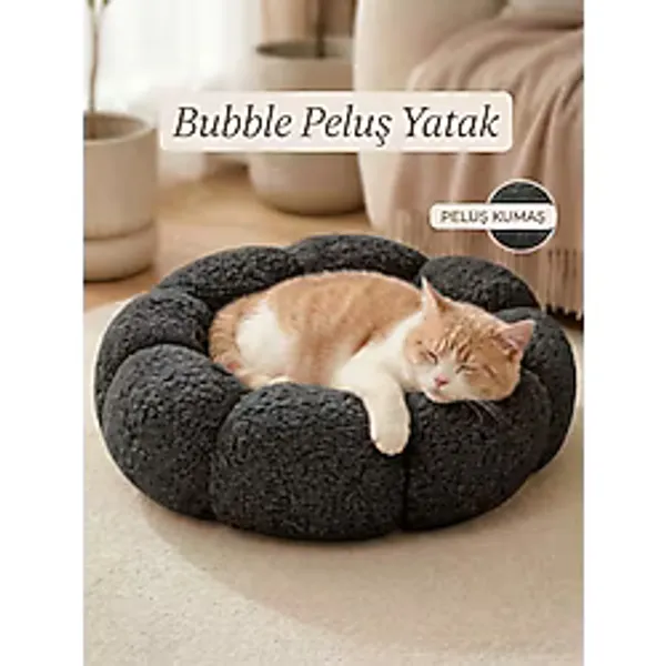 Patiderm Bubble Pelüş Kedi Köpek Yatak-Gri