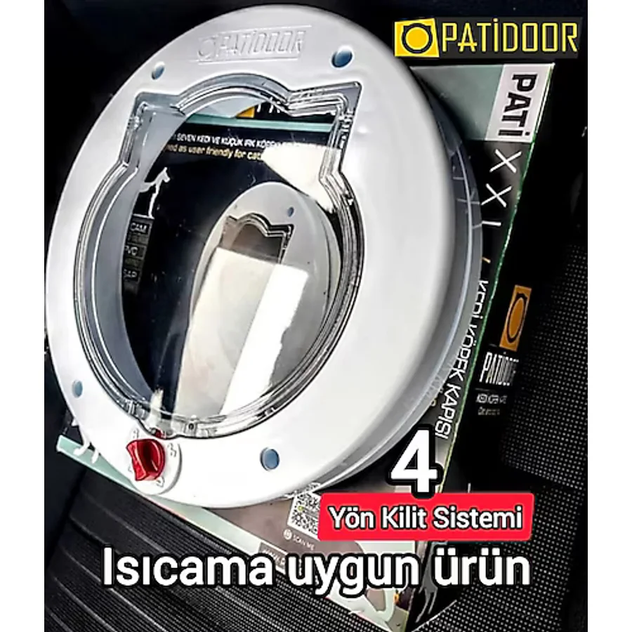 Patidoor Kedi Köpek Kapısı, 4 Yönlü Kilit Sistemli Beyaz