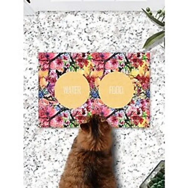 PatiPeti Ilkbahar Kedi Köpek Mama Eğitim Paspası ve Beslenme Altlığı