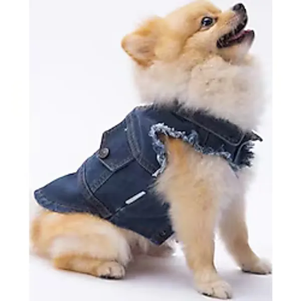 Pawstar Koyu Mavi Denim Yelek Kot Yelek Köpek Kıyafeti Köpek Yeleği XL