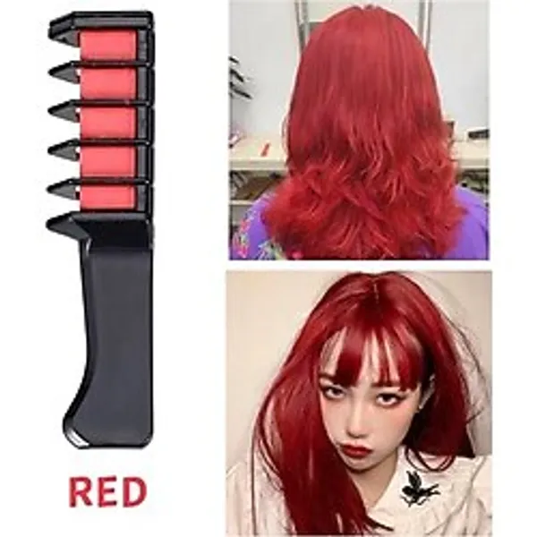Pazariz Rengarenk Saç Boyama Tebeşiri - Mini Taraklı Konsept Saç Boyama Seti Hair Chalk - KIRMIZI