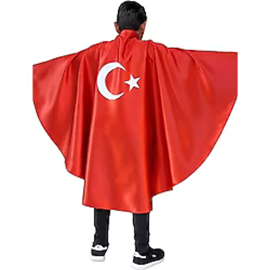 Pazarsen 3-13 Yaş Arası Ay Yıldız Bayrak Pelerin Yeni Sezon BY1214